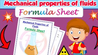 Formula Sheet  Mechanical properties of fluids Class 11 Physics chapter 10 Edustudypoint [upl. by Mundt710]