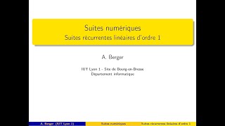 Suites numériques  Suites récurrentes linéaires dordre 1 ou suites arithméticogéometriques [upl. by Fong890]