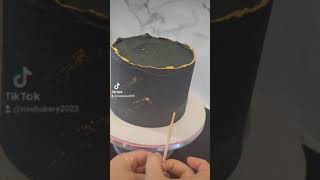 Black and gold painted cake 🍰 [upl. by Yarahs459]