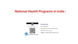 National Health Programs in India by DrSadaf Nayab [upl. by Colwin]