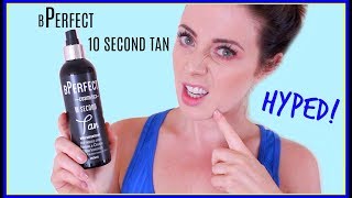 HYPED bPerfect Cosmetics 10 Second Tan Review Lauras Views [upl. by Annaj]