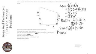 Area And Perimeter Tiles and Money Problem Grade 4  OnMaths GCSE Maths Revision [upl. by Gudren244]