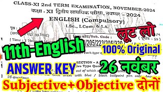 26 November English 11th 2nd Terminal Exam 2024 Answer Key Class 11th English November Monthly Exam [upl. by Laeahcim825]