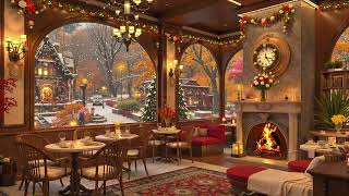 Cozy Reading Nook at Christmas Night 🎄 Slow Christmas Jazz and Fireplace Sounds for Work Relax [upl. by Carlick]