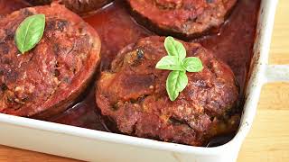 Melanzane ripiene di carne cotte al forno con sugo di pomodoro ricetta facile e gustosa [upl. by Peterus575]