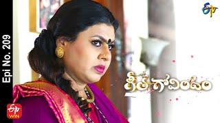 Geetha Govindam  4th October 2022  Full Epi No 209  ETV Telugu [upl. by Ettennyl]