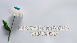 DIY Super easy fuzzy wire flower tutorial🤍💙  Easy Chenille wire flowers  Cute pipe cleaner flowers [upl. by Anairda]