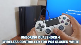 UNBOXING DUALSHOCK 4 WIRELESS CONTROLLER FOR PS4 GLACIER WHITE [upl. by Mont]