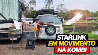 INSTALANDO STARLINK EM MOVIMENTO NA KOMBI HOME COM SUPORTE SIMPLES [upl. by Annyahs]