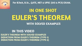 EULERS THEOREM  IN ONE SHOT  WITH SOLVED EXAMPLES [upl. by Nosirrag813]