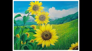 50 아크릴칼라로 해바라기 풍경 그리기  Acrylic painting  Sunflower [upl. by Ahsitnauq419]