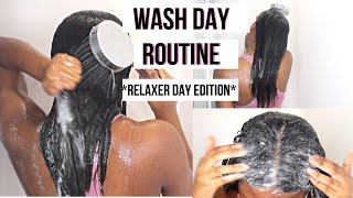 Relaxed Hair Wash Day Routine on Relaxer Days [upl. by Manson]