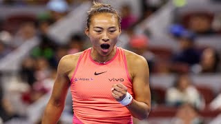 Zheng SHOCKS Krejcikova To Reach WTA Finals Final [upl. by Eihcra]