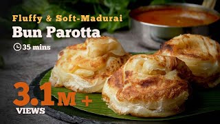 Bun Parotta Recipe  Madurai Bun Parotta  Most Famous Street Food  Parotta Recipes  Cookd [upl. by Libbey]