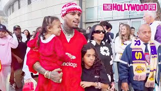 Chris Brown Ammika Harris Diamond Brown amp Nia Guzman Take Royalty amp Lovely Brown To Lakers Game [upl. by Monteith204]