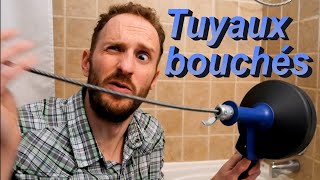 Rénovation  plomberie comment déboucher un tuyau de bain de toilette ou dévier avec un furet [upl. by Gwyn]