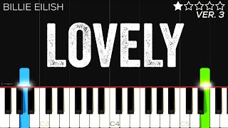 Billie Eilish  Lovely  EASY Piano Tutorial [upl. by Georges]