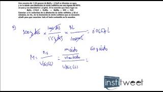 ejercicio resuelto cálculo de molaridad de una disolución con ácido [upl. by Olodort]