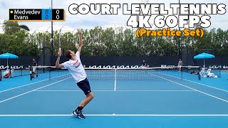 Daniil Medvedev vs Dan Evans Court Level Practice Set  2022 Australian Open 4K 60FPS [upl. by Isewk]