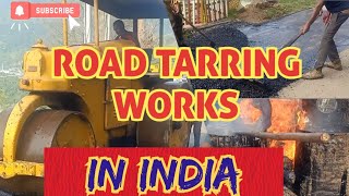 Road Tarring in INDIA 😲🥵  Old Style Tarring system  worldofsangeethj [upl. by Llennahc]