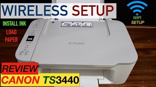 Canon Pixma TS3440 SetUp Wireless SetUp Install Ink Load paper Wireless Scanning amp review [upl. by Katlaps448]