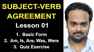 SUBJECTVERB AGREEMENT  Lesson 1 Basic Rules  Am Is Are Was Were  Quiz 17 Sentences [upl. by Lutim]