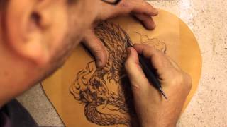 Tooled Leather Motorcycle Seat Part 1Transfer the Pattern [upl. by Yramanna739]