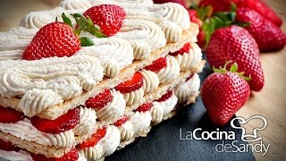 Milhojas de crema chantilly y fresas en postres faciles con fresa [upl. by Deedee548]