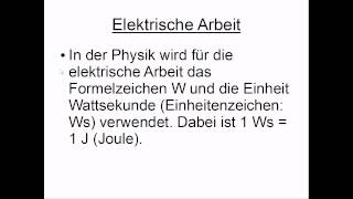 Elektrische Arbeit [upl. by Ynattirb]