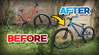 BIKE RESTORATION  Cheap and Crappy MTB Gets FixedPainted And Upgraded [upl. by Arahset]