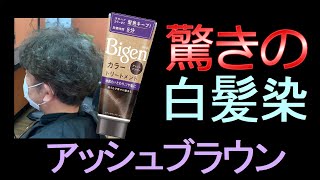 【カラートリートメント】白髪染めカラートリートメントのアッシュブラウンで多い白髪に染めてみました。 [upl. by Odnomra542]