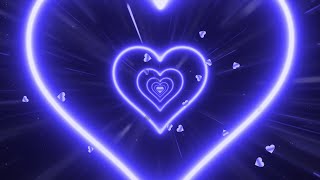 💙Blue Neon Lights Love Heart Tunnel Background Video 1Hour No Sound  Heart Loop Background2023 [upl. by Elem]