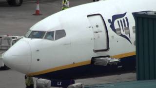 Ryanair Boeing 737800 landing and taxidoor open Cork Airport [upl. by Strait947]