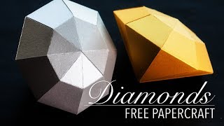 FREE PAPERCRAFT PDF TEMPLATE  Diamonds Tutorial [upl. by Leizar]