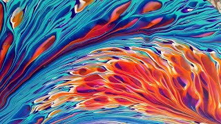 279 Gorgeous colors in a wandering straight pour 🫗 Must see acrylicpour fluidart splitcup art [upl. by Richlad]