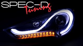 SPECDTUNING DEMO VIDEO 20112014 HYUNDAI VELOSTER SEQUENTIAL PROJECTOR HEADLIGHTS [upl. by Agosto]