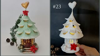 DIY Christmas Fairy House Lamp Using Glass Jar Cardboard Air Dry Clay Craft Ideas [upl. by Felder]