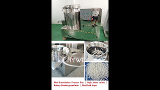 Wet Granulation Process  high shear mixer  Rotary Basket granulator  Fluid bed dryer [upl. by Babbie]