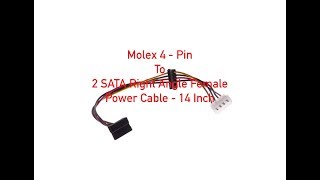 Molex 4Pin Male to 2 SATA Right Angle Female Power Cable 14 Inch P1312 [upl. by Ynalem]