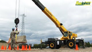 Crane Grove RT650E Moving Concrete Road Barriers In Crane Operator Training [upl. by Mady332]