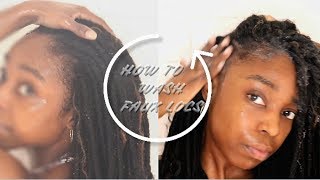 HOW TO wash faux locsbox braids  crochet tips amp maintenance  NO FRIZZ [upl. by Patrizia594]