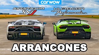 Lamborghini Aventador SVJ vs Huracan Performante ARRANCONES [upl. by Eiramana]