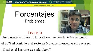 1eso 08 proporcionalidad 34 porcentaje frigorífico [upl. by Zannini]