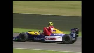 The best of Ayrton Senna  Giving a lift to Mansell on a racing car in Silverstone [upl. by Bocoj455]