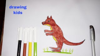 how to draw a kangaroo easy drawing for kids kangaroo viral [upl. by Jepson]