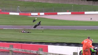 Storm Staceys Big Free Practice 2 Crash 2024 BSB Weekend At Donington Park 2024 Friday [upl. by Remington]