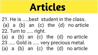 Articles  A An The  Articles in English Grammar Articles Practice Set [upl. by Edmea]