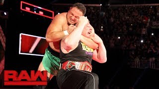 Samoa Joe traps Brock Lesnar in the Coquina Clutch Raw June 26 2017 [upl. by Pratt]