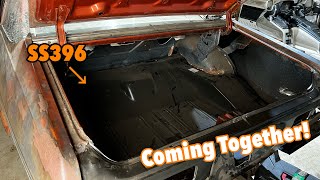 Restoring a 1974 Chevy Nova Pt14  Full Trunk Pan Replacement Install [upl. by Suzetta]