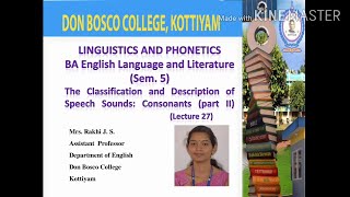 LINGUISTICS AND PHONETICS BA ENGLISH LANGUAGE AND LITERATURE SEMESTER V LECTURE 27 [upl. by Diena365]